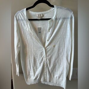 LOFT Classic White Knit Cardigan